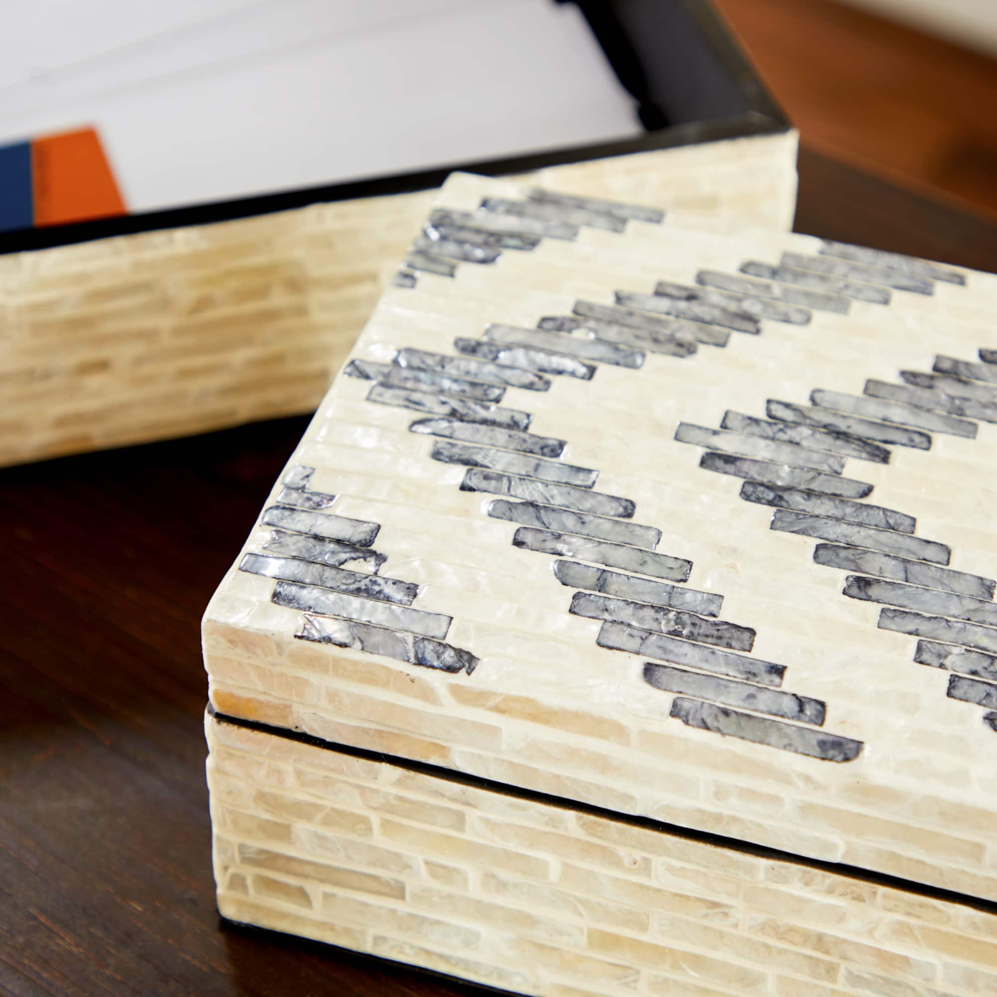 Cream Chevron Wood Modern Box Set